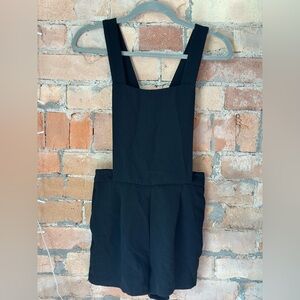 Black Women's Black Overall Romper Shorts Forever21 Coquette with Pockets!